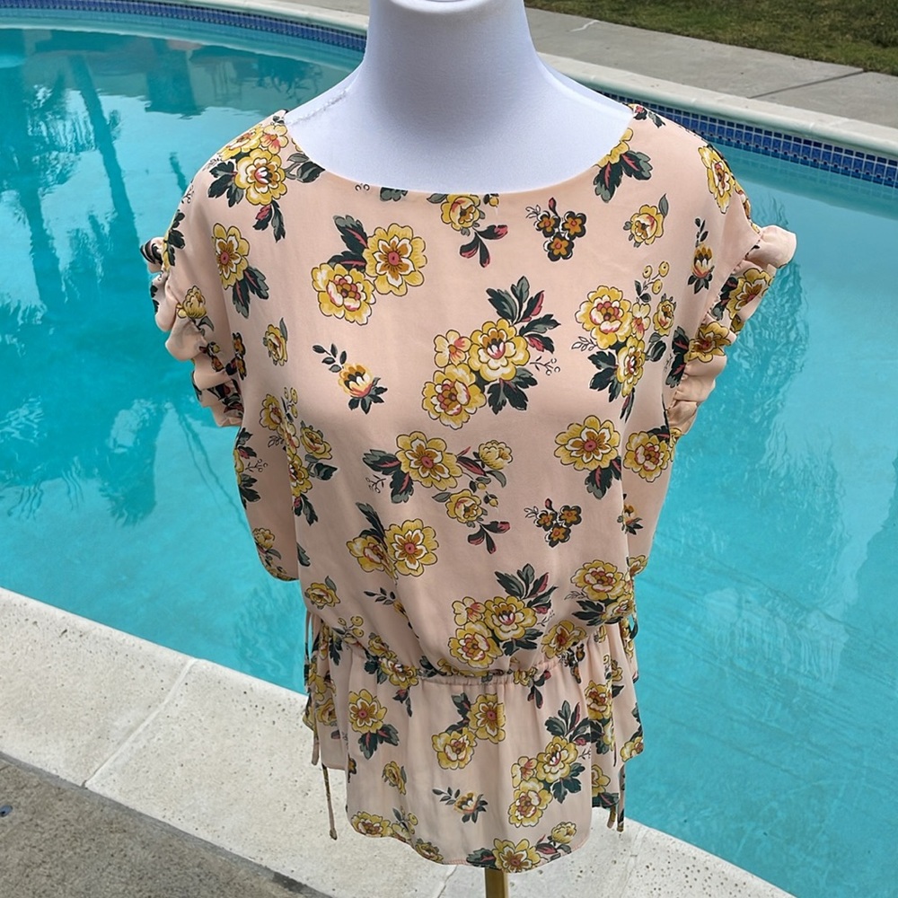 Ann Taylor LOFT floral blouse with side ties | Size XS
